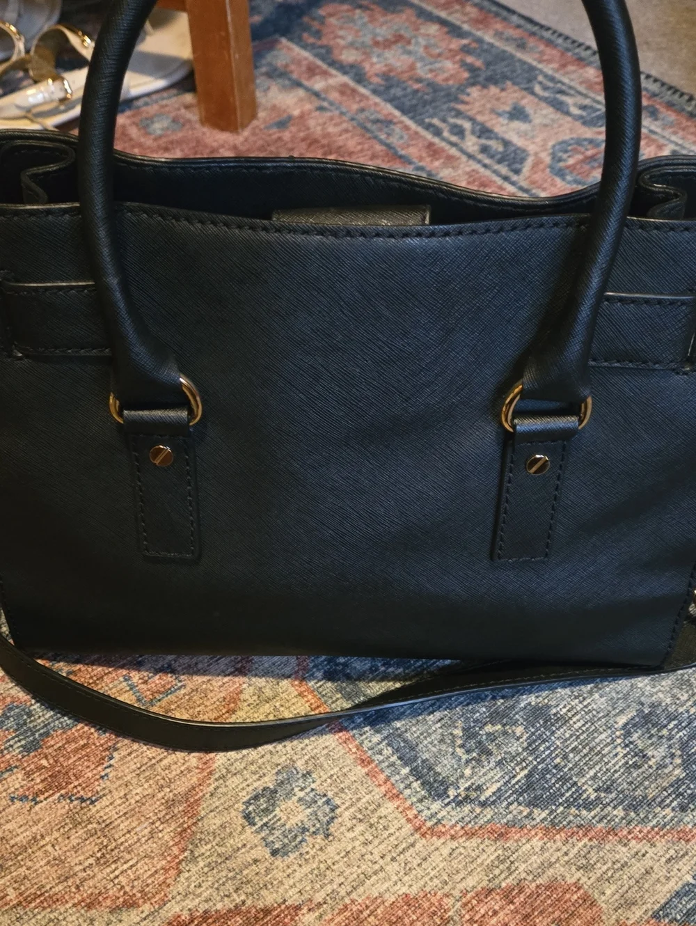 Michael Kors Black Saffiano Leather Tote with Gold Hardware